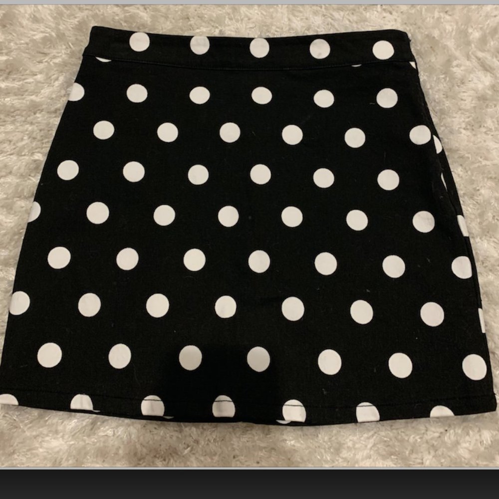 B&W Polka Dot Mini Skirt